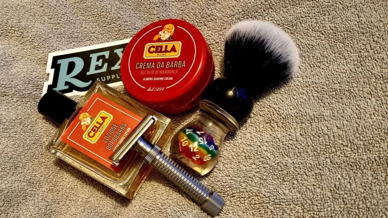 The Rex Ambassador Adjustable Safety Razor. Cella Shaving Soap & Splash. Gillette Winner Blade.