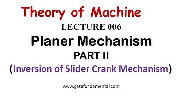 Theory of Machines inversion of slider crank MECHANISM  lecture 006