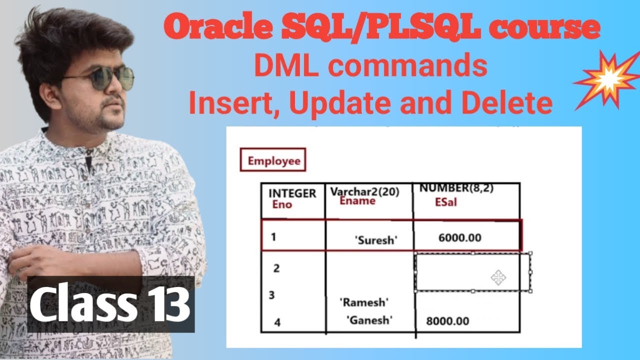 Oracle SQL/PLSQL -Class 13 -DML COMMANDS INSERT,UPDATE and DELETE ...