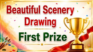 How to draw natural scenery in easy way | Natural scenery drawing step by step for beginners