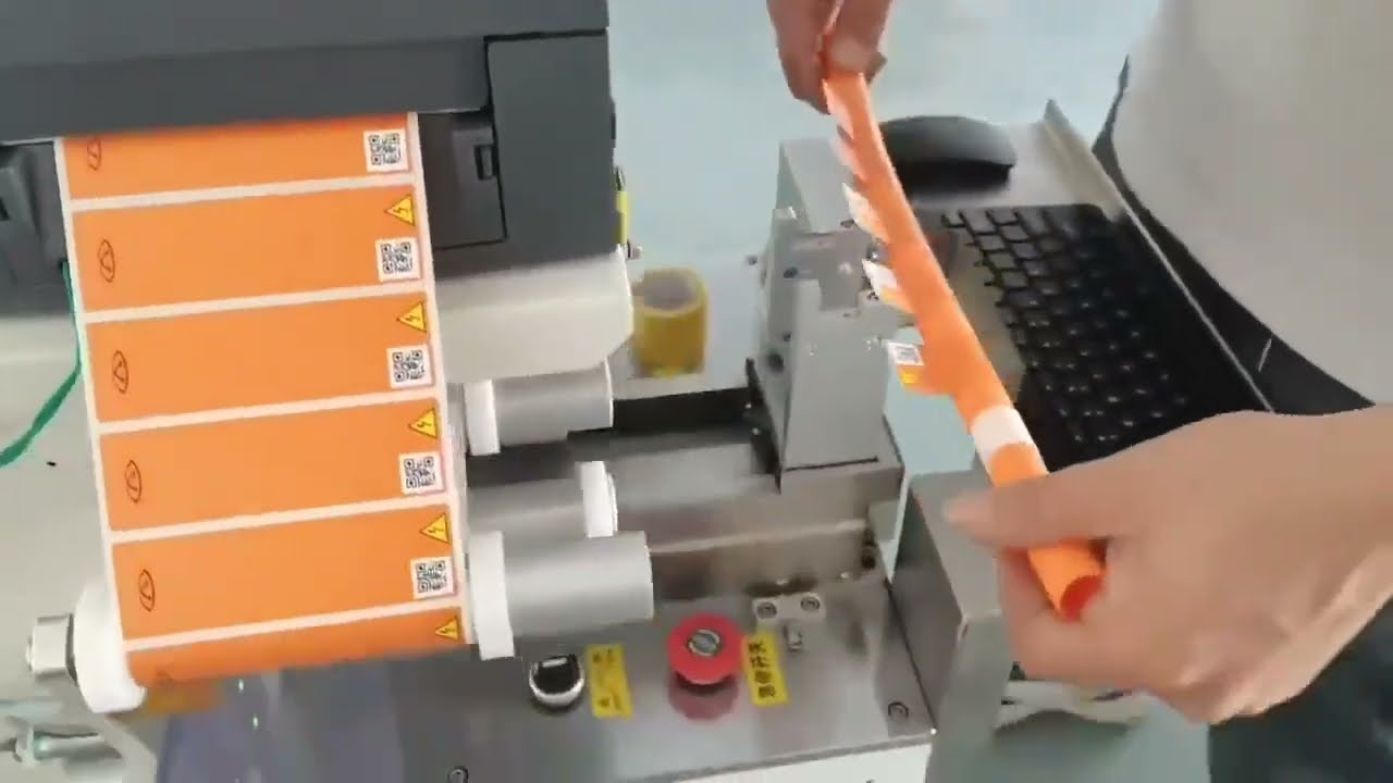 Automatic hose flag tagging machine with online printer