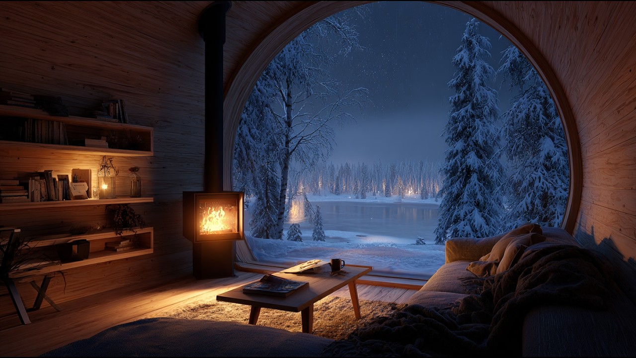 Winter Cabin Fire 11 Hours 4K 🔥 Cozy Night Fireplace
