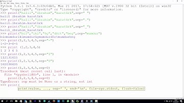 python 3 öğreniyorum ders 4 sep ve end parametreleri