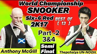 Thepchaiya Un-Nooh Vs Anthony McGill | Six-6 Red World Championship Snooker | 2K17| Part-2(3&4) | SF