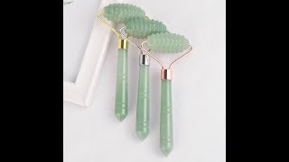 Tek Kafa Yüz Rulo Doğal Yeşil Aventurin Mikro Iğne Masaj Kristal Anti Selülit Cilt Sağlık Aracı