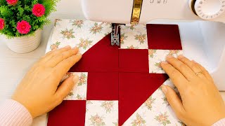 Wait Until You See This Beautiful Red & Floral Quilt Block! ❤️🌸