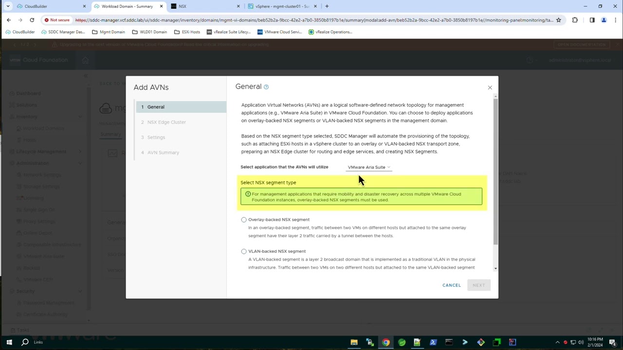 VMware Cloud Foundation - Deploy Application Virtual Networks (AVNs)