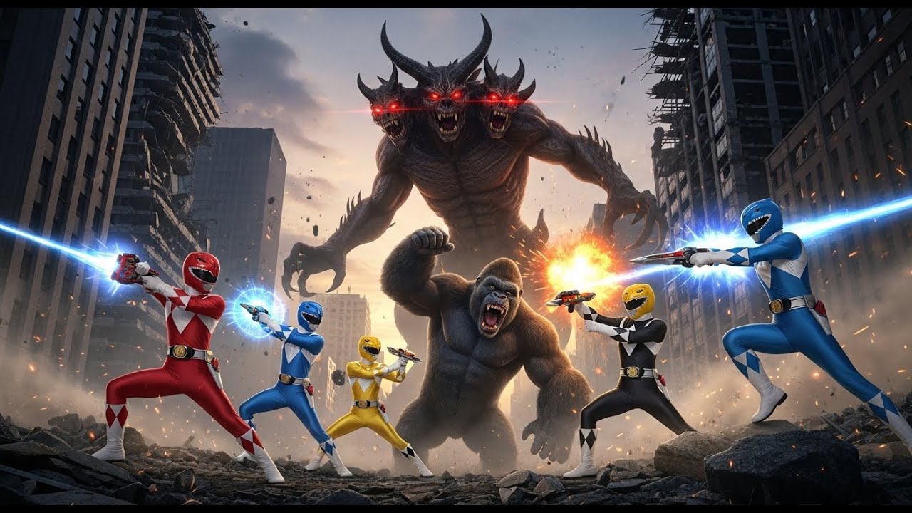 King Kong and the Beast vs. 5 Power Rangers; The Age of Giants. - YouTube