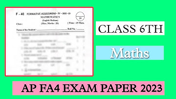 🔥ll 6th maths Fa4 questions paper ll 6th class Fa4 maths questions answers ll