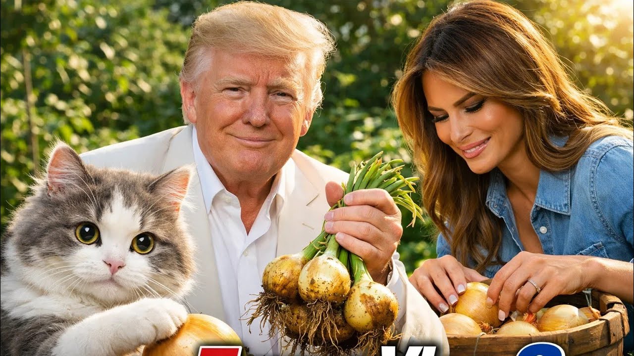 Donald Trump, Melania & Cat Garden Vlog | Peaceful Onion Harvest with Family Vibes 