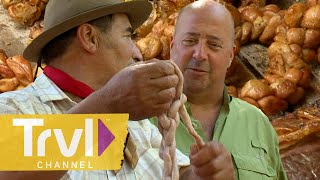 Braided Cow Intestines in Buenas Aires | Bizarre Foods with Andrew Zimmern | Travel Channel