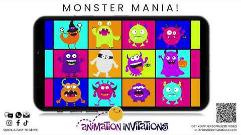 Cute Monsters Halloween Invitation - CUSTOMIZE THIS VIDEO INVITE!