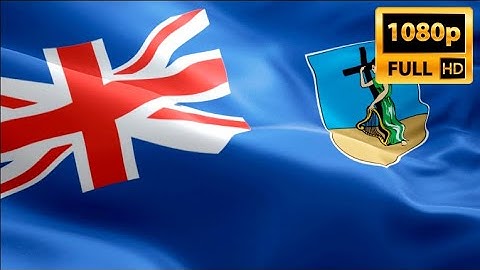 Montserratian flag video waving in wind. Realistic Plymouth Flag background. Montserrat fl