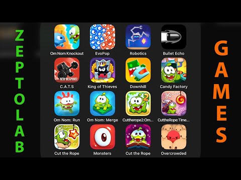 Cut the Rope Magic,Experiments,Time Travel,Cut the Rope 2 OmNom,King of Thieves,C.A.T.S.,Bullet Echo