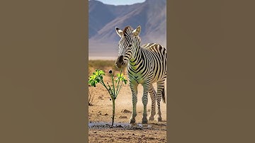 Zebra saved the black plum tree from drying by watering it #ai #jamun #tree #water