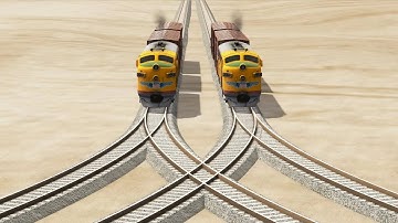 Trains Vs Weird Overlapping Rail Tracks - BeamNG.Drive