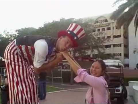 Brittany Wallman gets a hand kiss from Uncle Sam