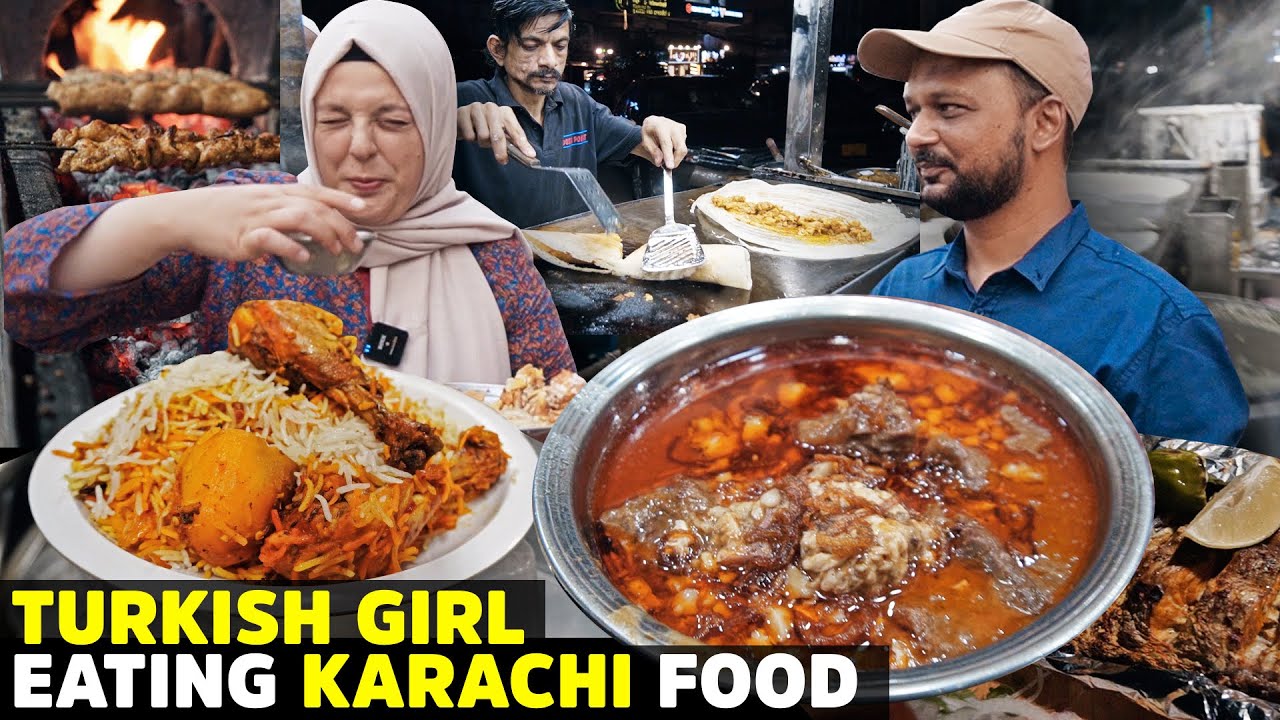 Turkish Girl Trying Pakistani Food | 24 Items in 24 Hours ft @Türkan Atay  | Javed Nihari & More