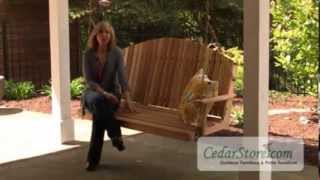 Outdoor Living Cedar Porch Swing - Red Cedar Blue Mountain Fanback Porch Swing