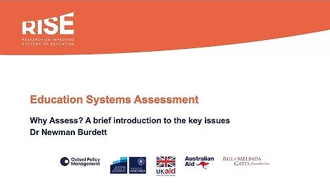 Assessment - 1. Why assess? A brief introduction to the key issues - Burdett