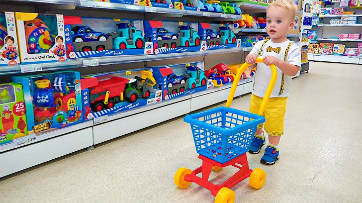 Chris and mom doing shopping in Toy store