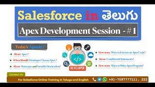 Salesforce Development Session - #1 in Telugu || Apex || If Conditions  || Salesforce in Telugu