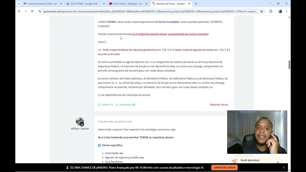 🚨Questões Crimes HEDIONDOS Bizuradas Lei 8.072/90 + Dicas Quentes para a Polícia Penal MG