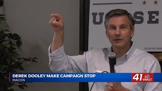 Derek Dooley campaigns with Kemp in Macon ahead of Senate runoff