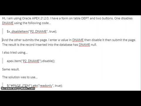 Oracle APEX - Value becomes null when submitting the page after using $x disable method.