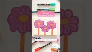 Grandparents Day art and craft | Flowers on canvas using brush tip paint pens