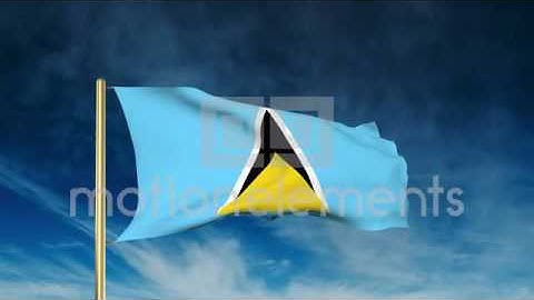 Saint Lucia Flag Slider Style. Waving In The Win With Cloud Background Animation Stock Animation