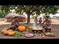 Traditional African Village Recipe 🌿 | From Garden to Table 😍🎃 Shakh Pilaf Inside Giant Pumpkin