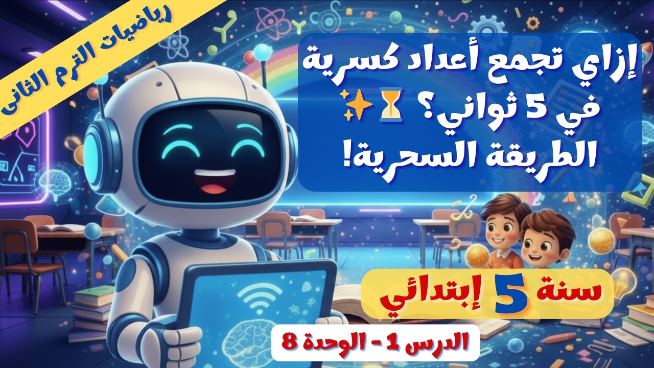 جمع الأعداد الكسرية وطرحها 🔢✨ الدرس 1 الوحدة 8 رياضيات 5 ترم 2