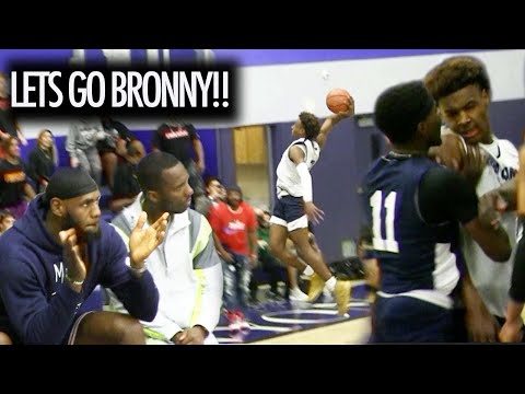 Bronny James GETS PUSHED In Front Of LEBRON! Responds With A NASTY DUNK!