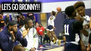 Bronny James GETS PUSHED In Front Of LEBRON! Responds With A NASTY DUNK!