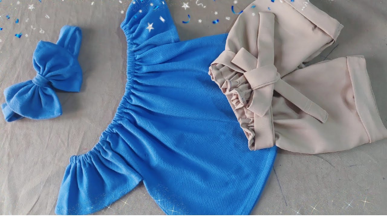 قص وخياطة طقم بناتى خروج شورت وتوب وبندانة بأبسط طريقة للمبتدئين