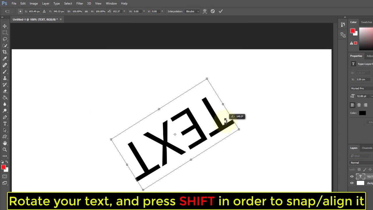 How To Rotate A Text In Photoshop Cc 2017 Tutorial Youtube