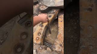 cutting cast iron bridge using heavy equipment. #shorts