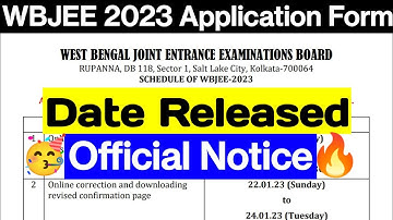 WBJEE 2023 Application Form | Date Released | WBJEE 2023 Form Fill Up | WBJEE 2023 FORM | WBJEE 2023