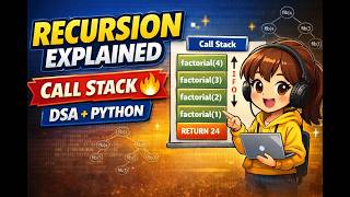 Recursion in DSA using Python | Complete Explanation with Examples | Beginner to Advanced
