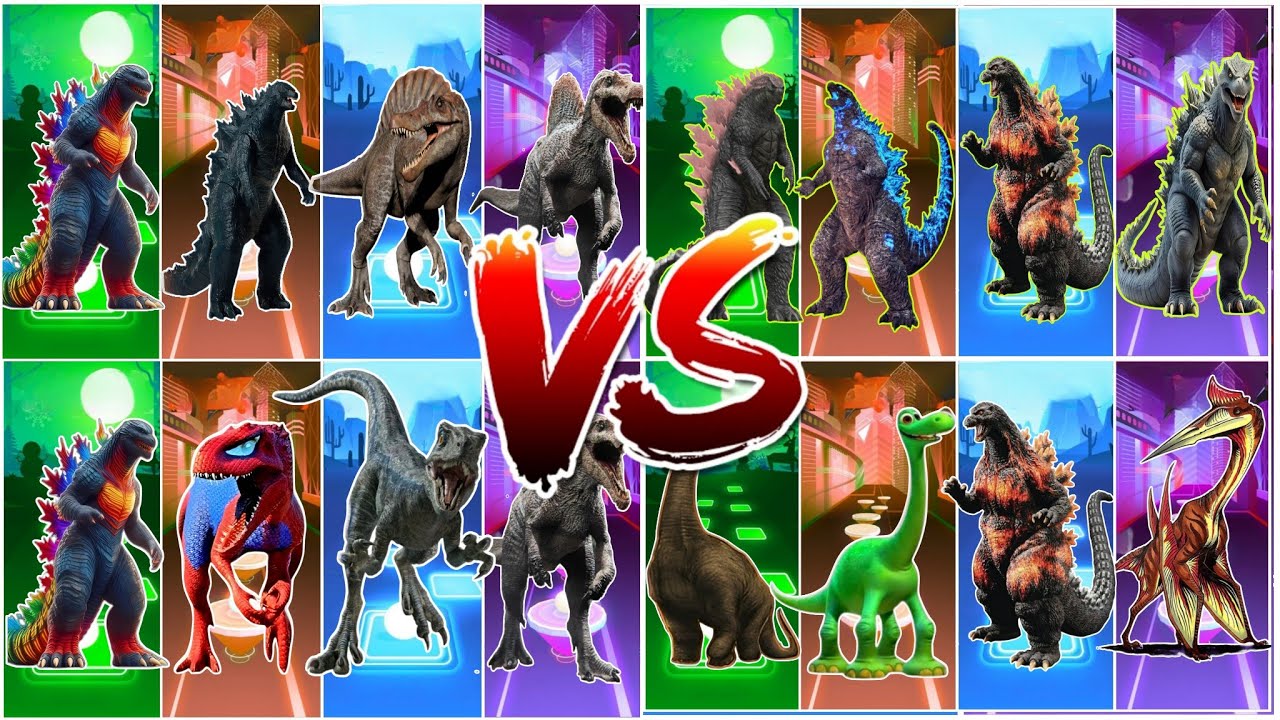Годзилла 🐊 🆚 Годзилла 🆚 Годзилла 🦖 🆚 Тираннозавр 🦖 🎶 Tiles Hop Edm Rush