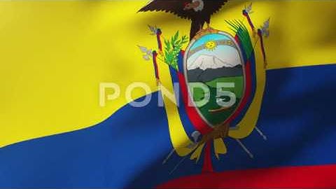 Ecuador Flag Waving In The Wind. Looping Sun Rises Style. Animation Loop