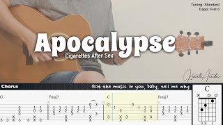 Apocalypse - Cigarettes After Sex | Fingerstyle Guitar | TAB   Chords   Lyrics