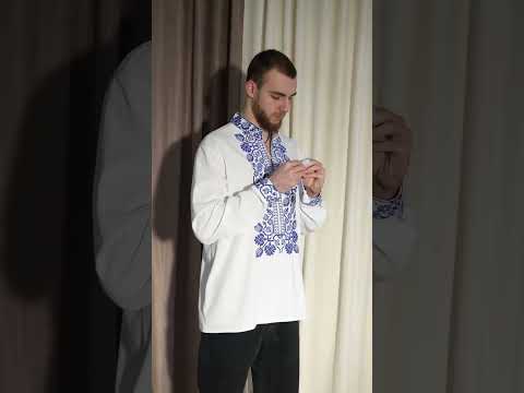 Вышиванка для мальчика  Всеволод белая с синим, видео 1