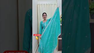 BLUE COLOR Libas Womens Embroidered Silk Blend Straight Kurta With Trousers and Dupatta