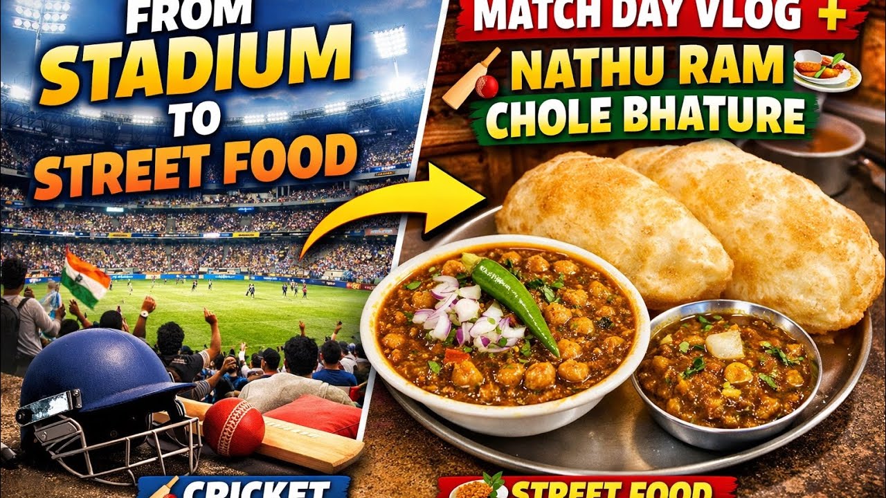 Street Food And Match Day 🏏🍽️ | Match Day Vlog + Nathu Ram Desi Ghee Chole Bhature Sector -122 