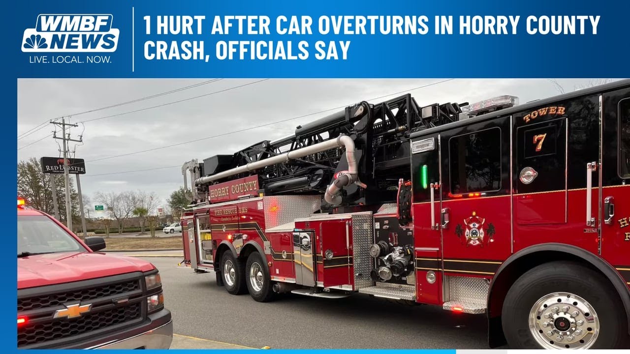 1 hurt after car overturns in Horry County crash, officials say - YouTube