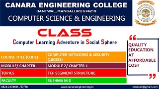 VTU COMPUTER NETWORKS & SECURITY(18CS52)[Transport Layer - TCP Segment Structure] (M2 L17)