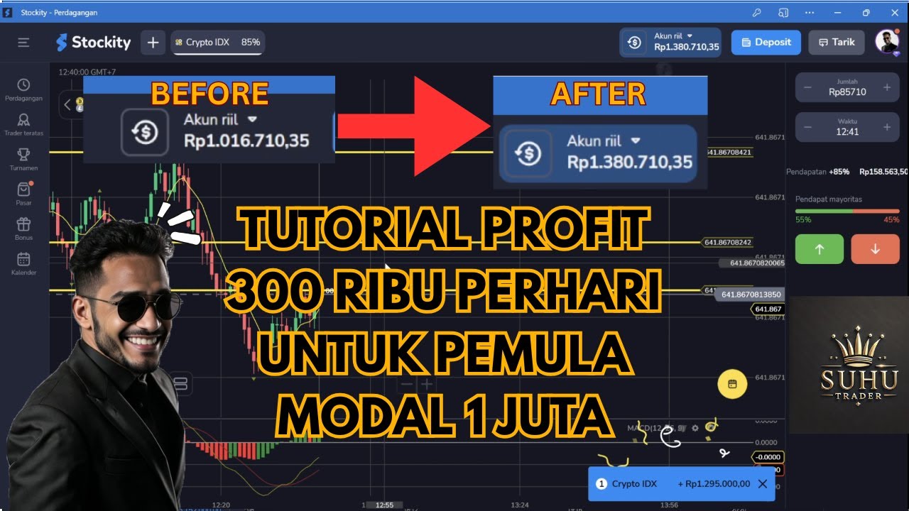 TUTORIAL DAPAT 300 RIBU SEHARI TRADING STOCKITY MODAL 1 JUTA UNTUK PEMULA!