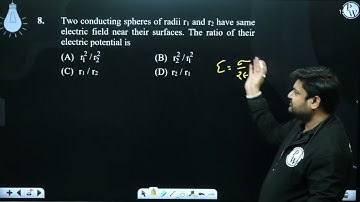 Two conducting spheres of radii r1 and r2 have same electric field near their surfaces. The rati....